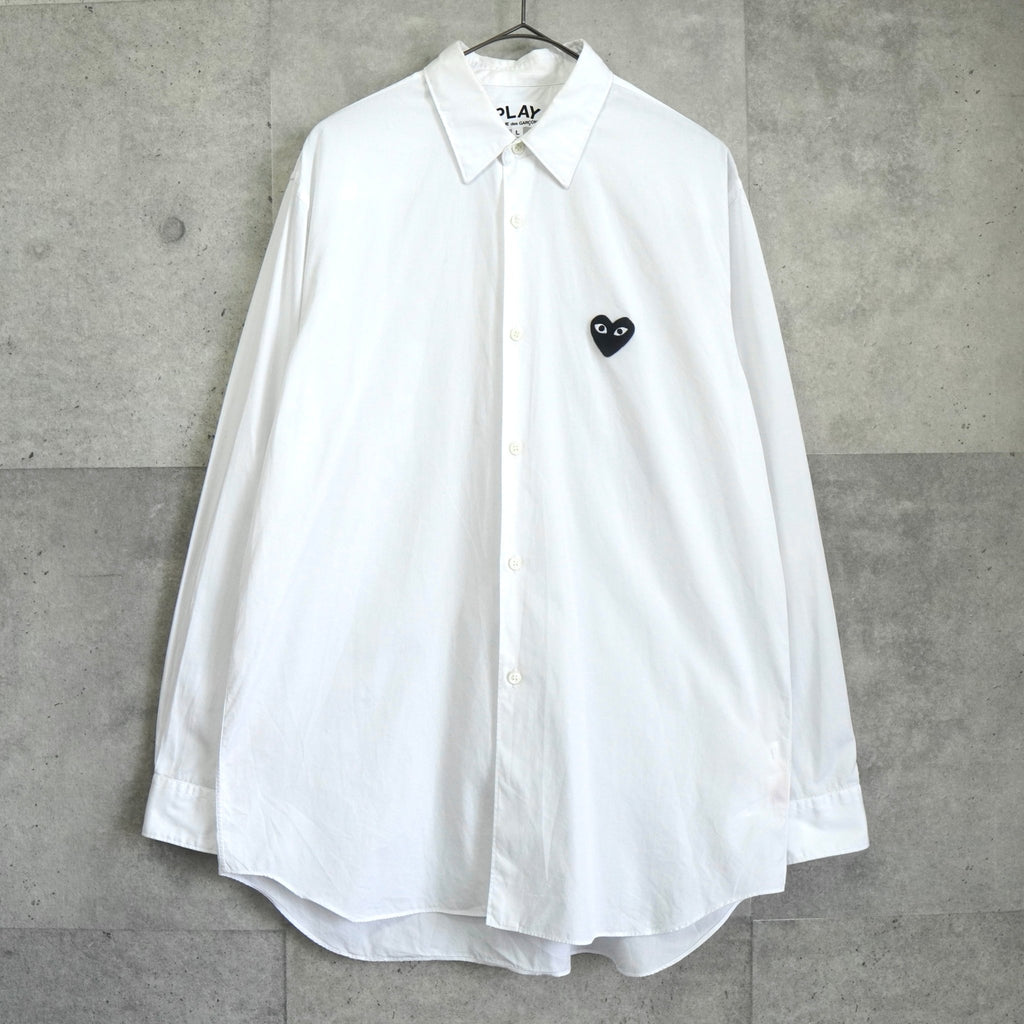 Play Comme des Garçons 心形标志长袖衬衫（白色/黑色）