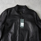 ポリス ラムレザー シングル ライダースジャケット レザージャケット ブラック メンズ タグ付き未使用品 - NEWSED