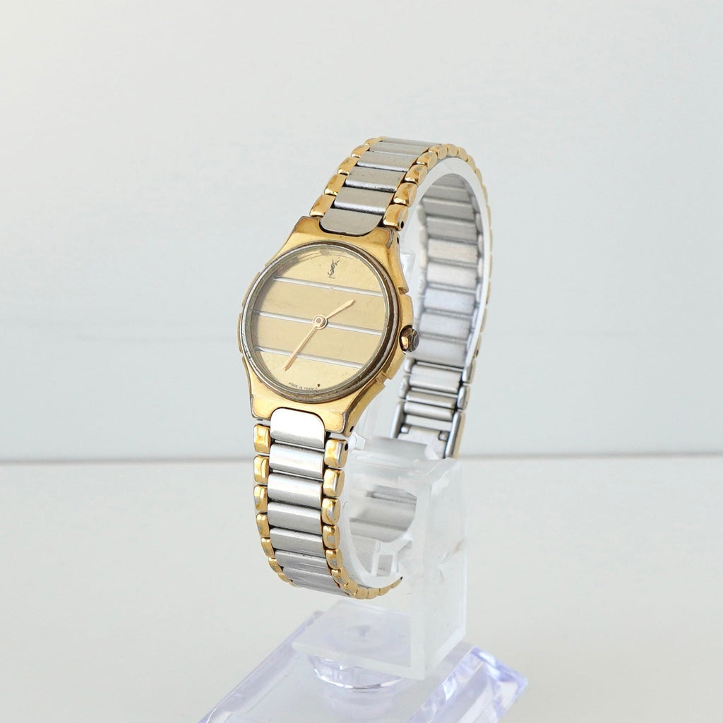 イヴ・サンローラン 腕時計 ウォッチ クォーツ 金文字盤 動作品