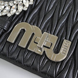 ミュウミュウ マテラッセ ビジュー レザー チェーン ショルダーバッグ ブラック - NEWSED