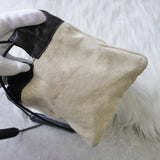 ジルサンダー ドローストリング キャンバス レザー 巾着型 ショルダーバッグ ポシェット アイボリー / ブラック - NEWSED