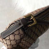 セリーヌ マカダム キャンバス / レザー ミニ ワンショルダーバッグ アクセサリーポーチ ブラウン - NEWSED