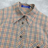 バーバリーズ ブルーレーベル ホースロゴ 刺繍 ノバチェック 長袖シャツ ベージュ レディース - NEWSED