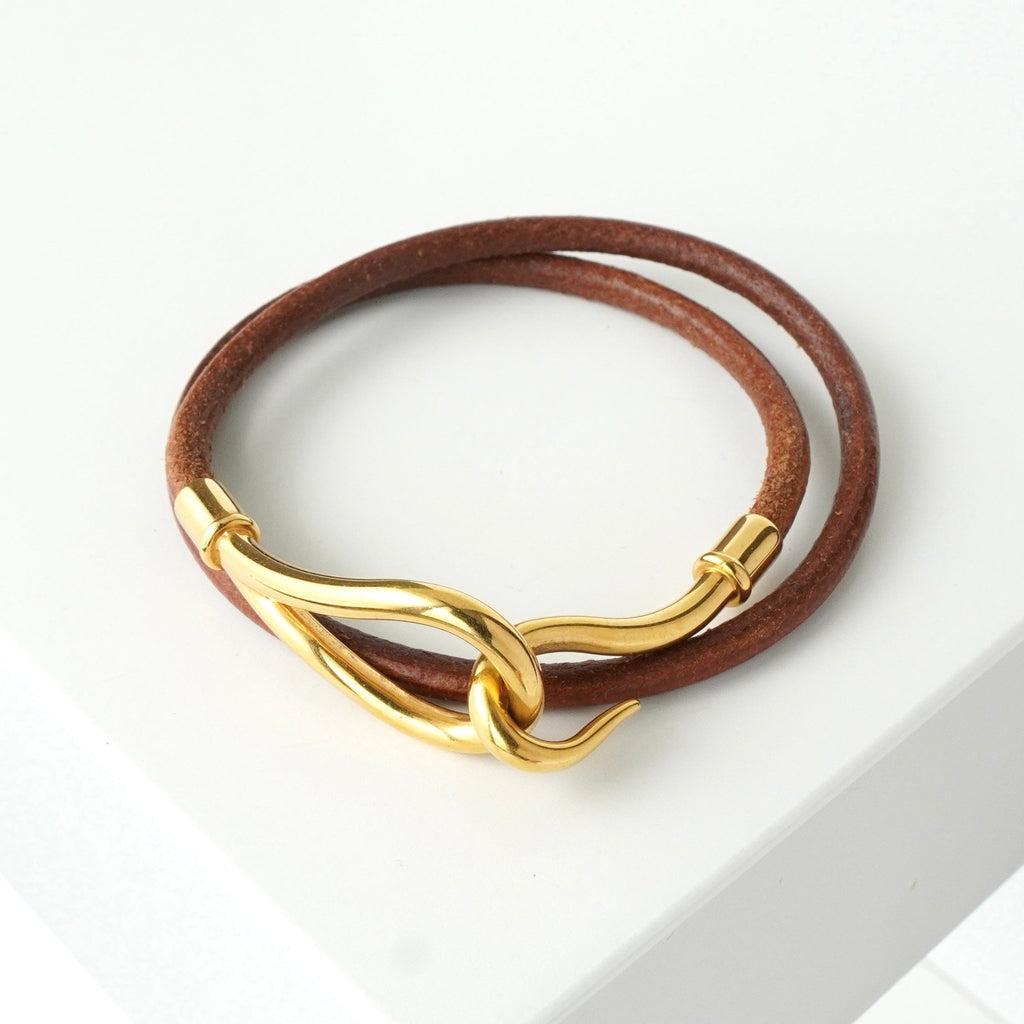 エルメス レザー ジャンボ チョーカー ブレスレット ブラウン 箱付き