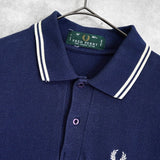 フレッドペリー ヴィンテージ ロゴ刺繍 半袖ポロシャツ ネイビー × アイボリー - NEWSED