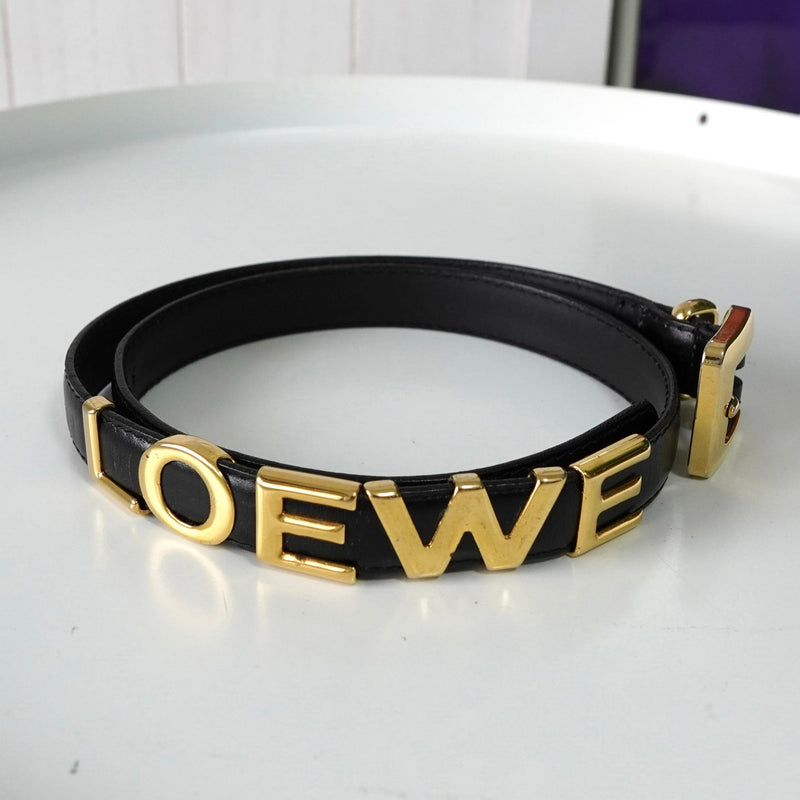 ロエベ ヴィンテージ ロゴ ゴールド金具 ベルト ブラック レディース - NEWSED