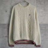 フレッドペリー ロゴ ケーブル編み ニット アイボリー - NEWSED