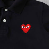 プレイ コムデギャルソン ハートロゴ 半袖ポロシャツ ブラック - NEWSED