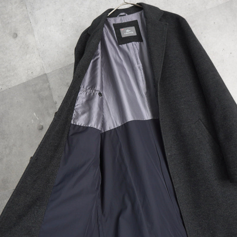 ラコステ ウールコート チェスターコート ストライプ柄裏地 グレー - NEWSED