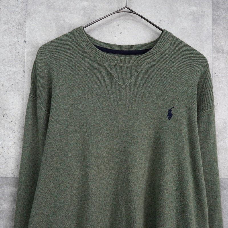 ポロ ラルフローレン ロゴ ニット カーキ - NEWSED