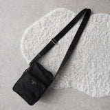 プラダ テスート ポコノ ナイロン ミニ ショルダーバッグ 三角プレート ブラック - NEWSED