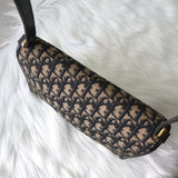 クリスチャンディオール トロッター キャンバス / レザー ショルダーバッグ ネイビー - NEWSED