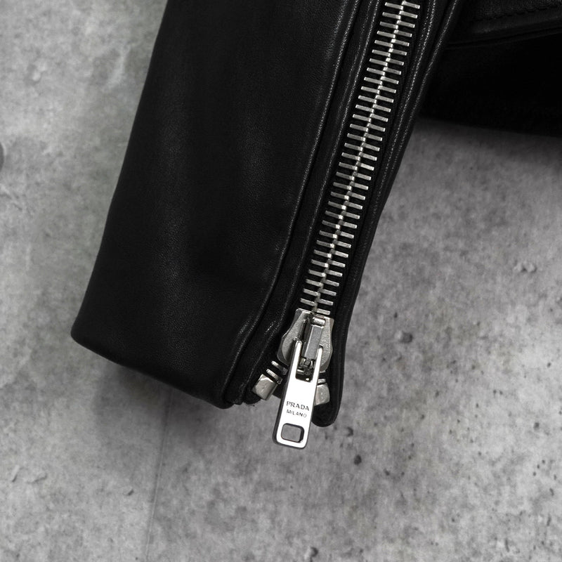 プラダ ダブル レザージャケット レディース ブラック - NEWSED