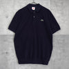 Lacoste 海军蓝绒面徽标短袖 Polo 衫