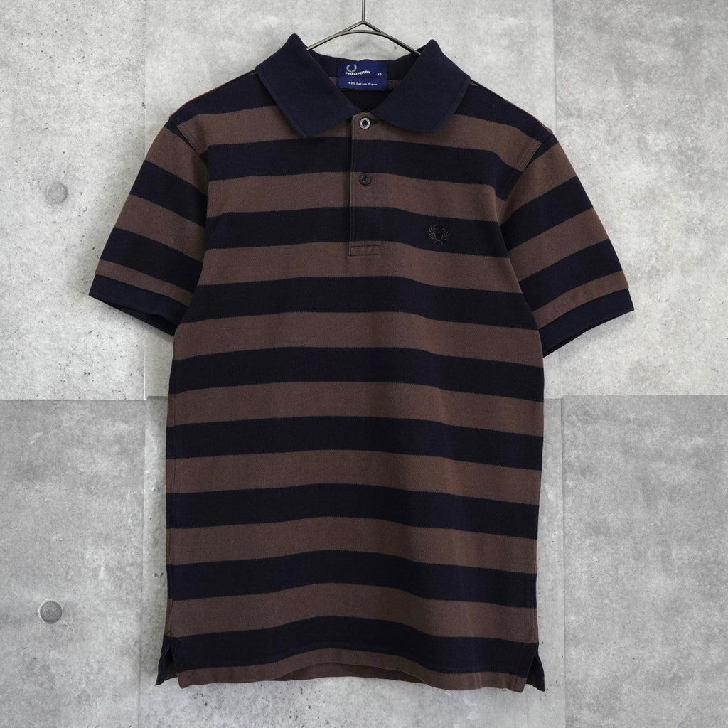 Fred Perry 海军蓝/棕色条纹短袖 Polo 衫