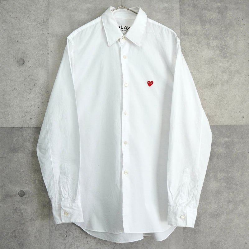プレイ コム デ ギャルソン ハートロゴ 長袖シャツ ホワイト - NEWSED