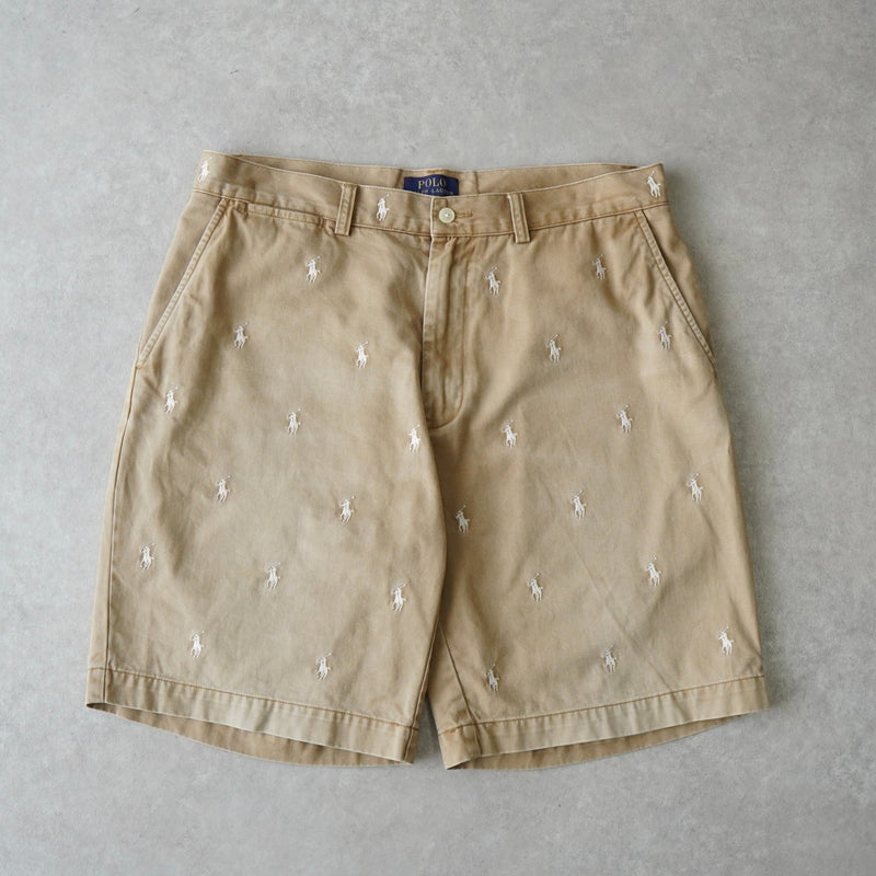 ポロ ラルフローレン スモールポニー ロゴ 総柄 ショートパンツ ハーフパンツ ベージュ - NEWSED