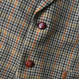 イヴ サンローラン ヴィンテージ チェック柄 エルボーパッチ シングル テーラードジャケット ベージュ - NEWSED