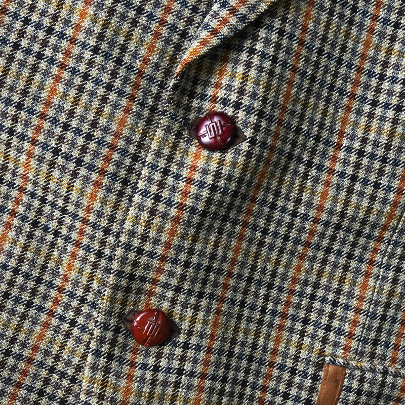 イヴ サンローラン ヴィンテージ チェック柄 エルボーパッチ シングル テーラードジャケット ベージュ - NEWSED