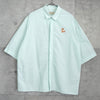 Maison Kitsune Chillax Fox Striped Short Sleeve Shirt in Green