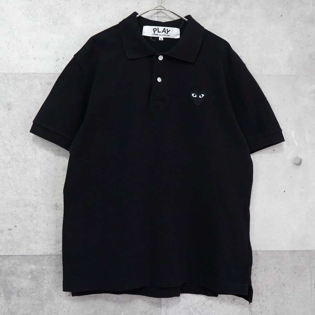 プレイ コムデギャルソン ハートロゴ 半袖ポロシャツ ブラック