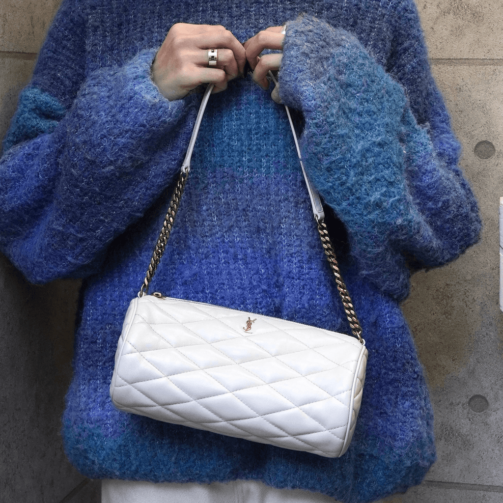 サンローラン サドスモール ドラムバッグ オフホワイト レディース