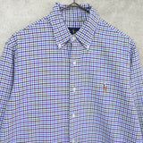 ポロ ラルフローレン 長袖シャツ ゴルフロゴ 刺繍 チェック柄 ブルー - NEWSED