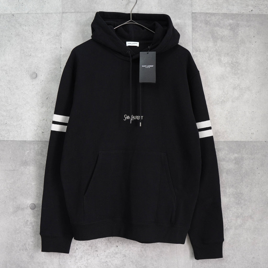 サンローラン パリ ロゴ 刺繍 パーカー ブラック タグ付き未使用品