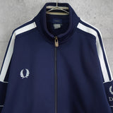 フレッドペリー トラックジャケット ロゴ刺繍 ネイビー - NEWSED