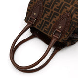 フェンディ エトニコ ズッカ柄 キャンバス/レザー ハンドバッグ ブラウン - NEWSED