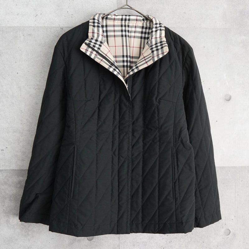 バーバリー リバーシブル ノバチェック ジップアップ 中綿ジャケット ブラック / ベージュ - NEWSED
