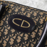 クリスチャン ディオール トロッター キャンバス / レザー ミニボストンバッグ ネイビー - NEWSED