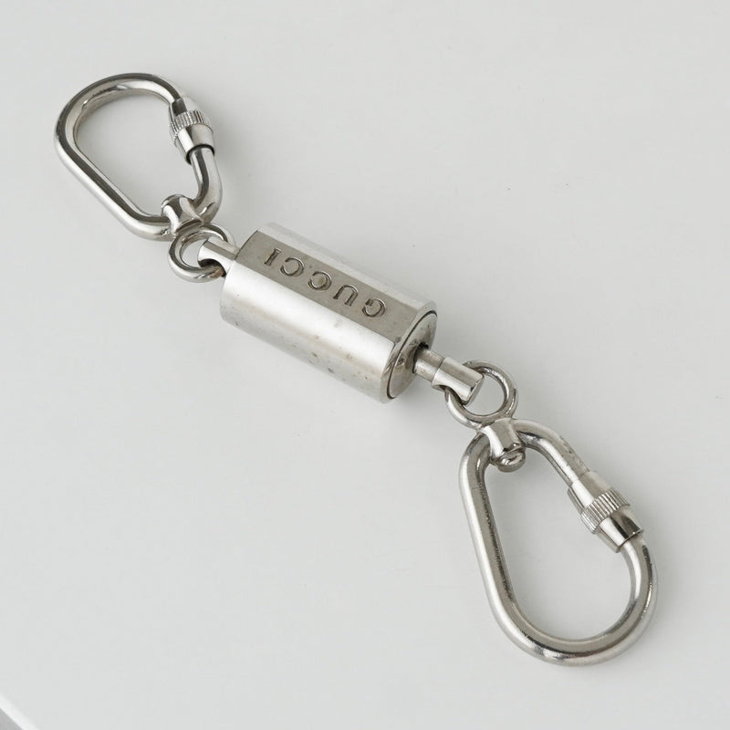 グッチ ロゴ ダブル カラビナ キーホルダー ストラップ シルバー - NEWSED