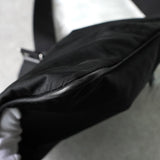 プラダ ポコノ テスートナイロン / サフィアーノレザー トライアングルロゴ ショルダーバッグ ブラック - NEWSED