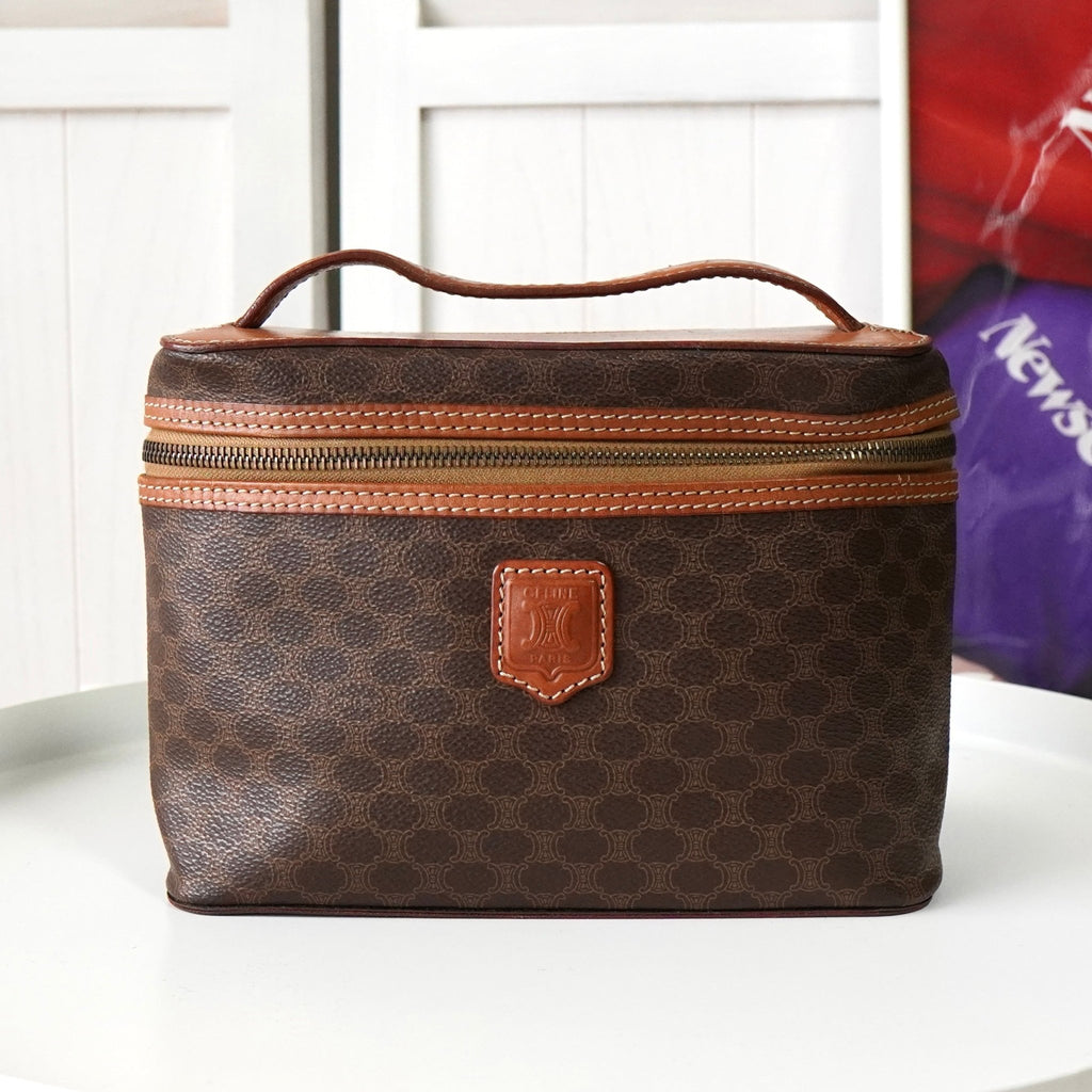 セリーヌ マカダム バニティバッグ ハンドバッグ ブラウン