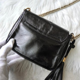 グッチ ソーホー パテント フリンジ チェーン ショルダーバッグ ミニバッグ パーティーバッグ ブラック - NEWSED