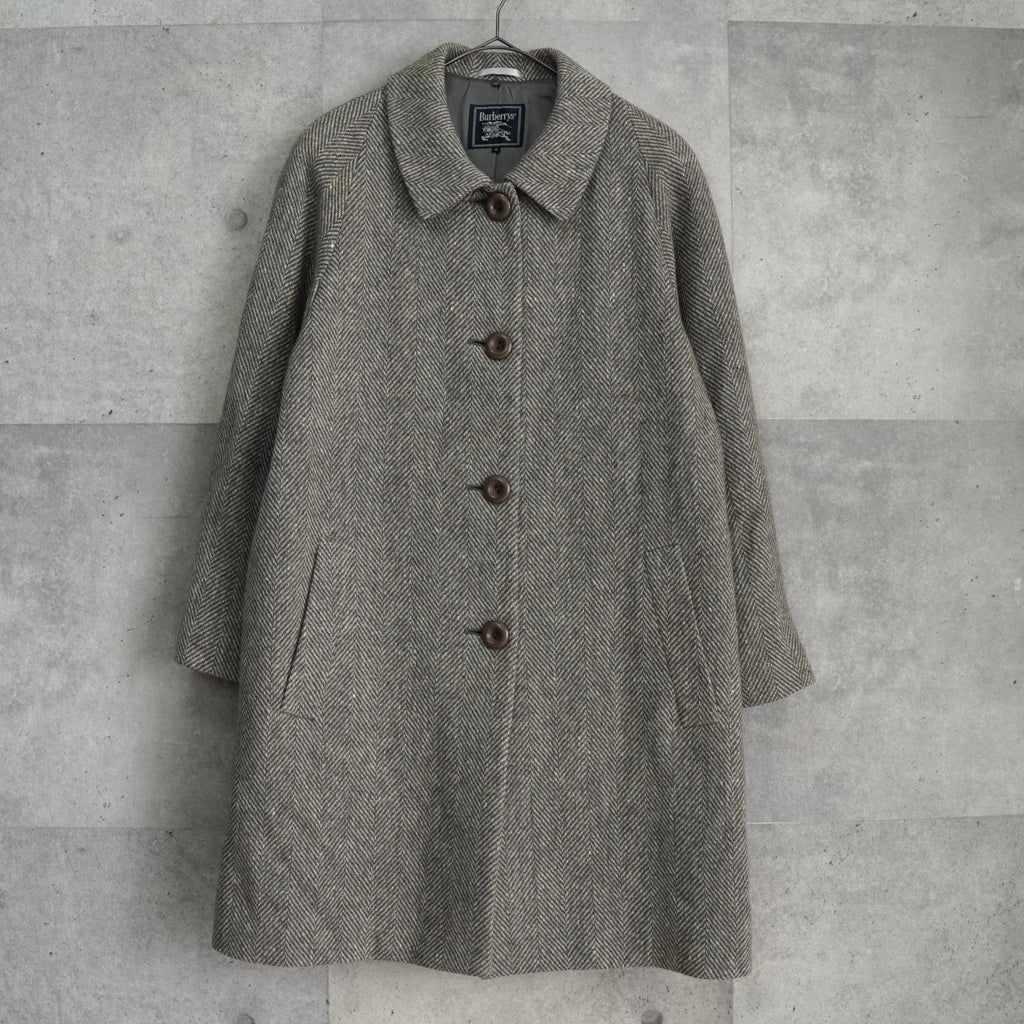 バーバリー ヴィンテージ ツイード ステンカラーコート レディース ベージュ