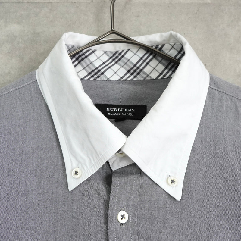 バーバリー ブラックレーベル ホースロゴ クレリックシャツ 長袖シャツ グレー - NEWSED