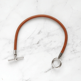 エルメス グレナン レザー ブレスレット ブラウン / シルバー - NEWSED