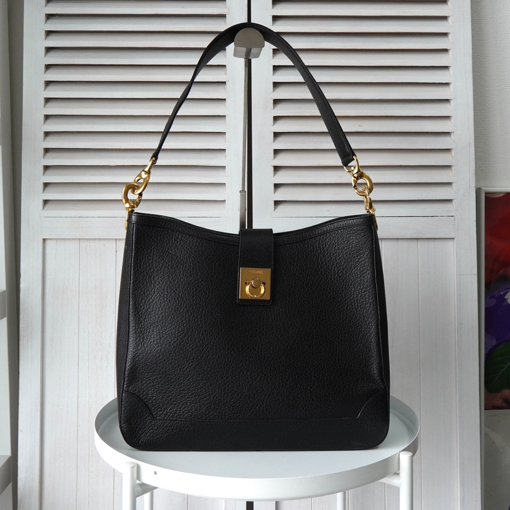 Celine Leather One-Shoulder Bag in Black