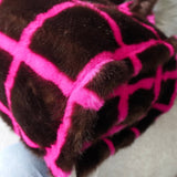 スタンド スタジオ 格子柄 ファー トートバッグ ハンドバッグ ブラウン / ピンク - NEWSED