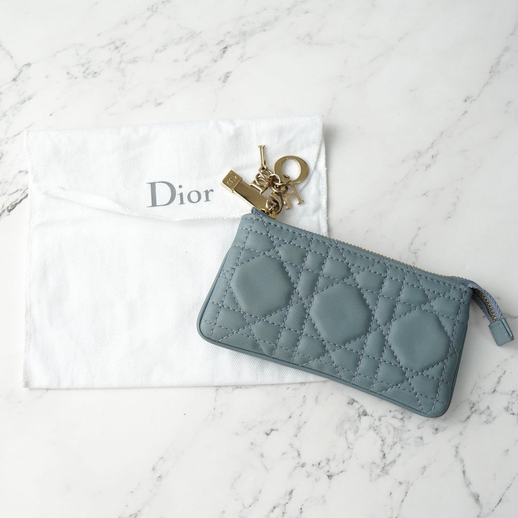 Christian Dior Cannage 皮革零钱包 蓝色