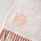 ロエベ アナグラム ダブルフェイス リバーシブル ウール アンゴラ マフラー ピンク / グレー - NEWSED