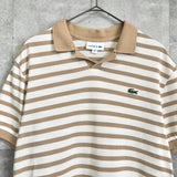 ラコステ ロゴ ボーダー 半袖ポロシャツ ベージュ / アイボリー - NEWSED