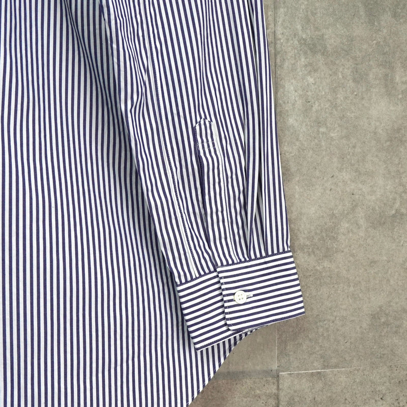 プレイ コムデギャルソン ハートロゴ ストライプ柄 長袖シャツ ネイビー タグ付き未使用品 - NEWSED