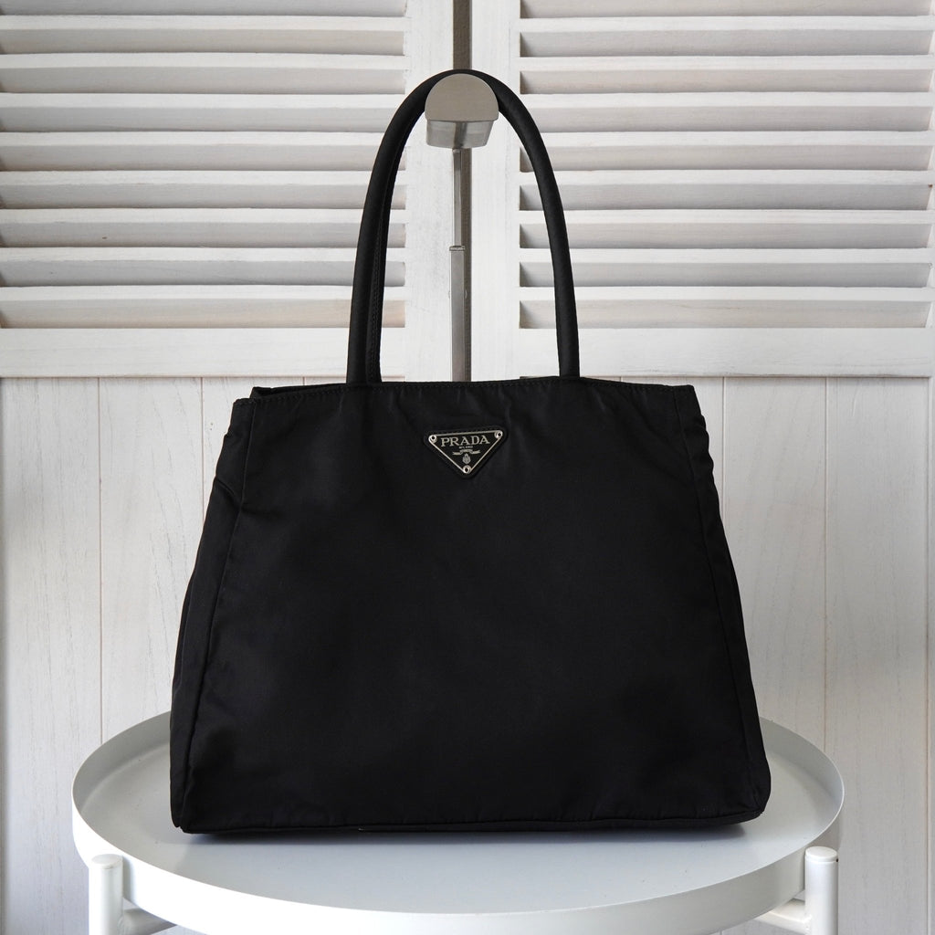 プラダ ポコノ テスート ナイロン ハンドバッグ トライアングルロゴ ブラック