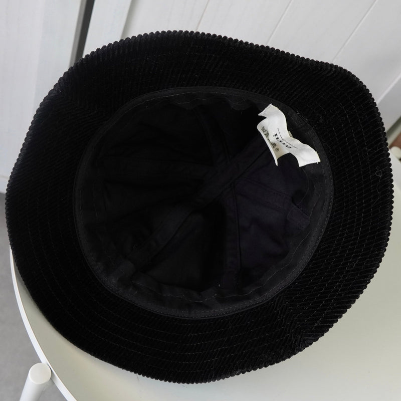 アミパリ アミ パリス ハートロゴ コーデュロイ バケットハット 帽子 ブラック - NEWSED