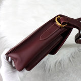 カルティエ レザー ショルダーバッグ ボルドー - NEWSED