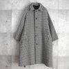 Ami Paris Houndstooth Wool Balmac Coat with Belted Waist Black/White