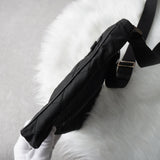 プラダ キルティング ポコノ テスート ナイロン サフィアーノ レザー ショルダーバッグ 三角プレート ブラック - NEWSED